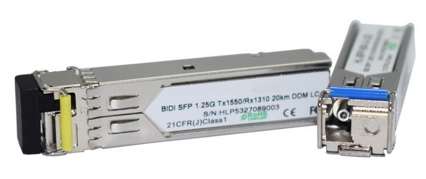 טרנסיבר SFP (מיניג'ביק) 1.25G BiDi WDM 20KM לסיב בודד (Tx1550nm/Rx1310nm) תעשייתי תואם CISCO